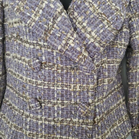 VTG Lilac Bouclé Tweed Jacket Renfrew Collection Double Breasted Sz 8 Coquette - Picture 4 of 11